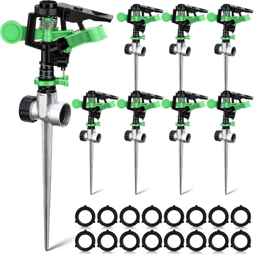 Vista 10 de Chengu Aspersor de césped de impacto de 4 piezas para patio, cabezal de aspersor de plástico resistente con base de punta de aleación de zinc