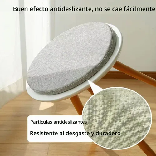 Vista 4 de Cojín desmontable, cojín redondo de espuma viscoelástica para silla, diseño antideslizante, suave, transpirable, cómodo, adecuado para sala de Azul