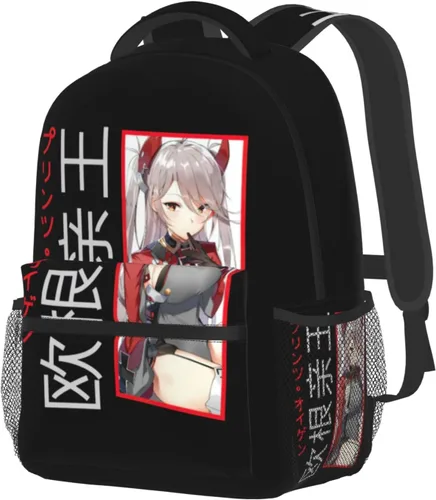 Vista 6 de Mochila japonesa de anime Azur Lane Mochilas para niños y niñas, mochila unisex de lona multiusos, color negro, Negro -, Mochilas Daypack