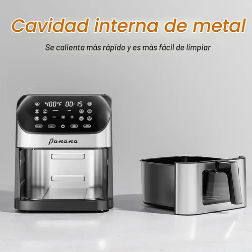 Vista 9 de Panana Freidora de aire de 8.5 cuartos para comidas rápidas y fáciles, freidora de aire compacta con 10 funciones preestablecidas, freidora de aire