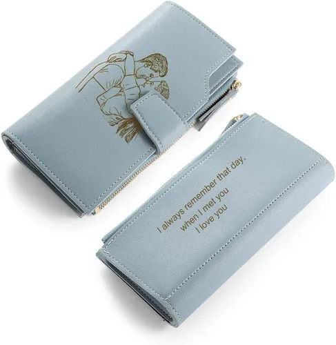 Vista 8 de Loveje - Billeteras personalizadas para mujer, de piel sintética, con grabadas fotográficas, triple pliegue, tarjeta de crédito, cartera larga