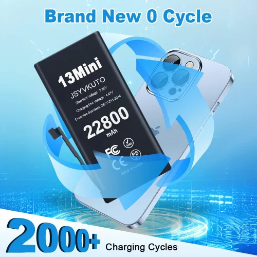 Vista 5 de Batería de 22800 mAh para iPhone 13 Mini, nueva batería de repuesto de 0 ciclos mejorada de mayor capacidad para iPhone 13 Mini con juego completo