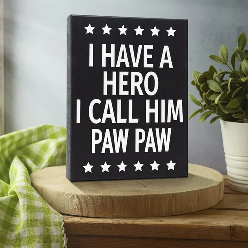Vista 6 de JennyGems Regalos de papaya, letrero de madera con texto en inglés "I Have a Hero I Call Him Paw Paw Paw", regalo para papaya, decoración