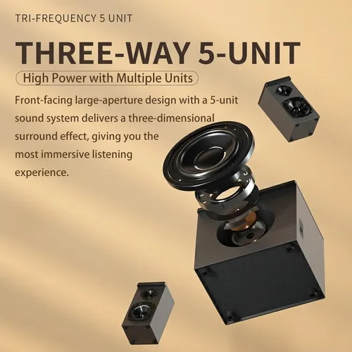 Vista 3 de Altavoces de computadora 2.1 con subwoofer, altavoces de PC para escritorio con graves profundos, sistema de sonido óptico Bluetooth USB