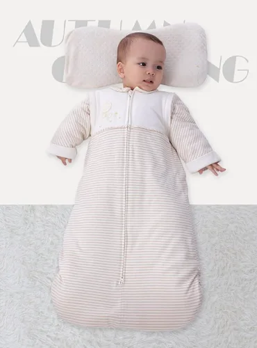 Vista 2 de Saco de dormir orgánico para bebé, manta de manga desmontable, grosor moderado, (32-68℉)