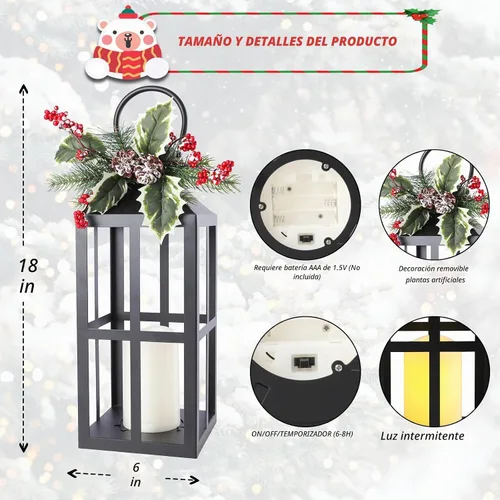 Vista 2 de Faroles de Navidad decorativos para interiores y exteriores, paquete de 2 Cruz