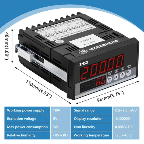 Vista 2 de MXBAOHENG S-Type Load Cell Sensor with Indicator, 0.05% High Precision