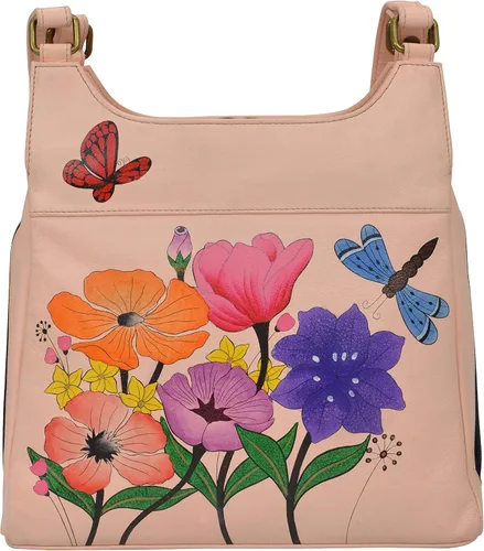 Vista 7 de Anna by Anuschka Bolso de cuero pintado a mano con triple compartimento para mujer