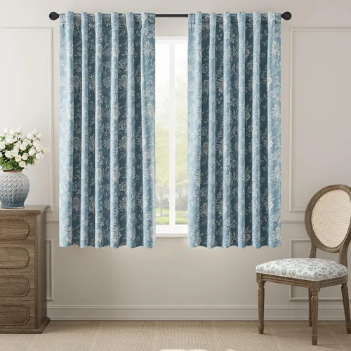 Vista 34 de jinchan Cortinas Opacas Florales para Dormitorio, 63 Pulgadas de Largo Cortinas Opacas con Estampado de Flores, Estilo Campo Francés con Pestañas
