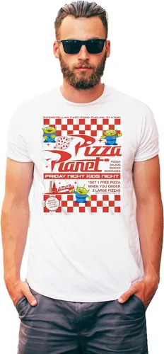 Vista 3 de Disney Pixar Toy Story Pizza Planet Take Out Flyer Disneyland World Tee Funny Humor Camiseta gráfica para hombre