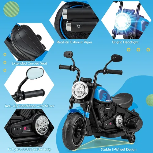Vista 9 de Honey Joy Motocicleta de Montar, Motocicleta para Niños de 6 V con Luz LED, Música, Pedal de Pie, Adelante/Atrás, Arranque Suave, Motocicleta