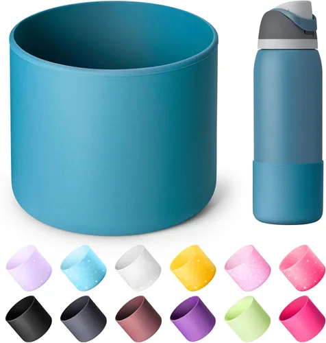 Vista 60 de Bota de silicona para botella de agua Owala de 14 onzas, 16 onzas, 24 onzas, 32 onzas, 40 onzas, funda protectora antideslizante para botella