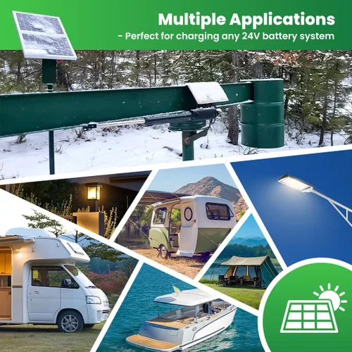 Vista 4 de TOPENS TSQ20W Panel solar monocristalino de 20 vatios y 24 V, kit de panel solar para abridor de puerta, barco, yate, RV, caravana, coche de golf