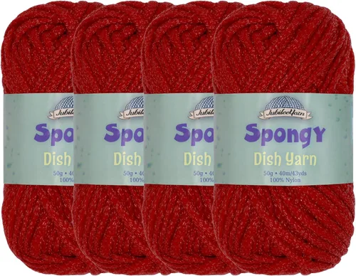 Vista 27 de JubileeYarn Hilo esponjoso para platos - 50 g/madeja de nylon grueso - paño de cocina - negro - 4 madejas