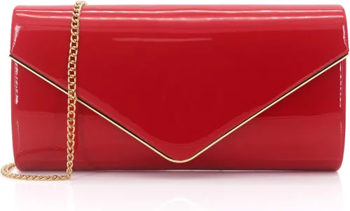 Vista 9 de Dexmay - Bolso de mano de piel de patente brillante para mujer, bolso de noche plegable