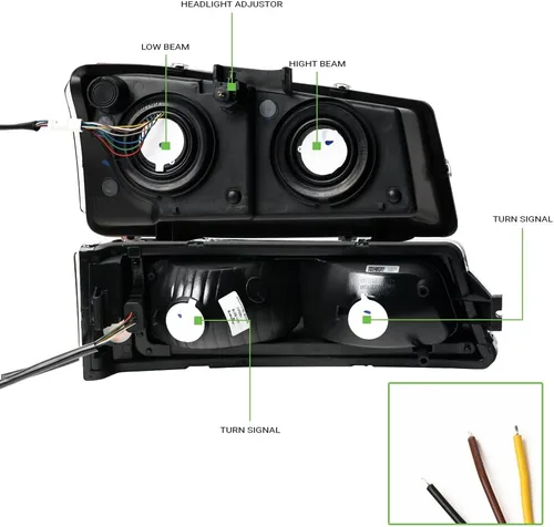 Vista 5 de Switchback - Barra de tubo LED secuencial, carcasa negra, faros delanteros de cristal con lámparas de parachoques de señal, reflector ámbar, 4