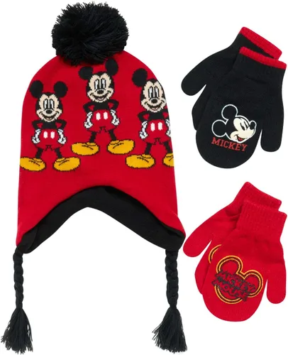 Vista 12 de Disney Conjunto de gorro de invierno de Mickey Mouse y 2 pares de guantes o guantes (edad 2-7)