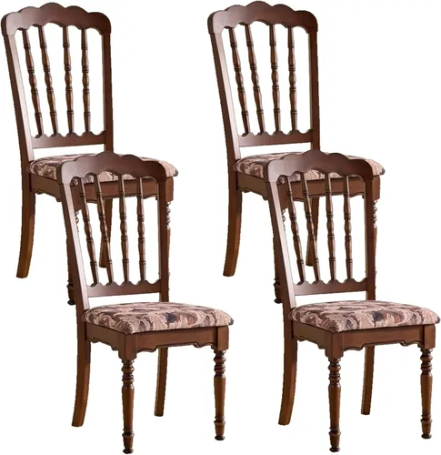 Vista 23 de Wooden Dining Chairs Set of 4 Upholstered Kitchen Chair with Slatted Backrest, Classic Armless Dining Chair for Restaurants/Kitchens(Fabric Cushion