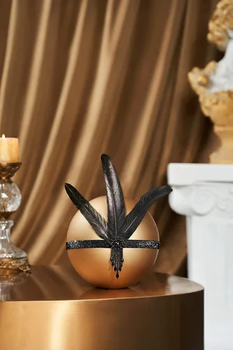 Vista 2 de BABEYOND Diadema de plumas rugientes de los años 20, accesorios para el cabello Gatsby de los años 20 Negro