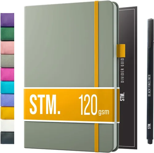Vista 18 de Cuaderno de cuadrícula de puntos con viñetas Cuadernos diarios A5 para escritura personal, trabajo, mujeres papel grueso de 120gsm, tapa dura