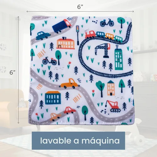 Vista 6 de S&T INC. Aura Crinkle - Juguetes cuadrados para bebés, paquete de 2, 6 x 6 Puntos de ciudad