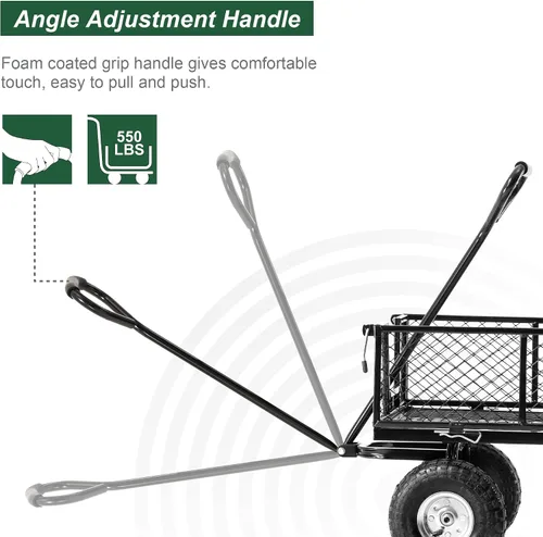 Vista 2 de Glitzhome Carrito de jardín de acero de malla resistente con lados extraíbles, 42.5 pulgadas de largo, negro