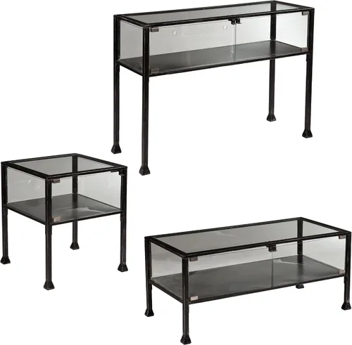 Vista 4 de SEI Furniture - Consola de exhibición de terrario, mesa, color negro y plateado
