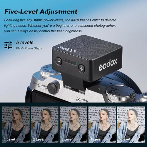 Vista 8 de Godox iM20 Mini Flash para cámara con batería 470mAh 440 Full Power Flash 5 niveles mini flash Speedlite para Sony zve10 Sony zv1 Ricoh gr3 Canon