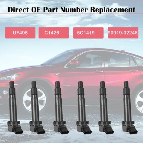 Vista 5 de Juego de 6 paquetes de bobinas de encendido Compatible con 4.0 V6 Toyota Tacoma 4Runner Tundra FJ Cruiser Scion xB 2005 2006 2007 2008 2009 2010