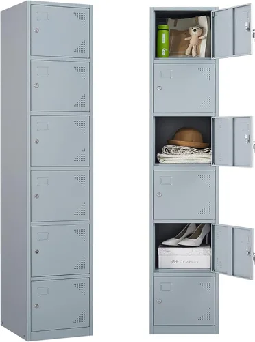Vista 7 de Letaya Taquillas de metal para empleados, gabinete de almacenamiento de 71 pulgadas con cerradura, armario de almacenamiento de acero para gimnasio