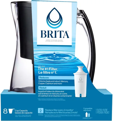 Vista 2 de Jarra con filtro de agua Brita Marina, 8 vasos, Negro