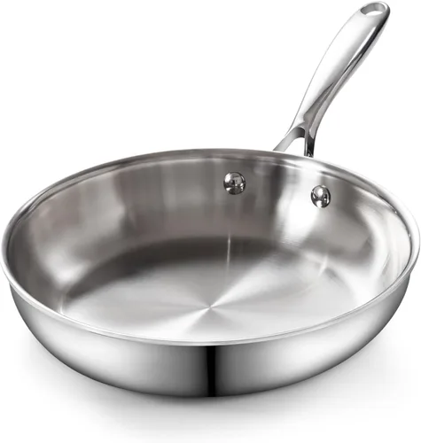 Vista 9 de Cooks Standard Sartén de Freír de Acero Inoxidable, Wok Sartén para Saltear Multicapa de 8 Pulgadas, Sartén de Cocina, Plateado