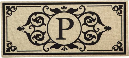 Vista 17 de Evergreen Flag Cambridge Monogram Letra A Burlap Sassafras Switch Mat 22" x 10