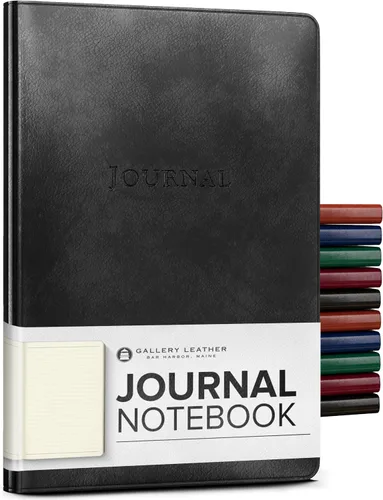 Vista 34 de Diario de cuero Gallery Leather - Elaborado en Maine, EE. UU. - Elegante cuaderno de escritura de cuero con 192 páginas rayadas - Un espacio