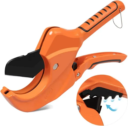 Vista 7 de AIRAJ - Cortador de tubos de PVC Corta hasta 1-3/4" (44 mm) Herramienta de corte de PVC con trinquete Cortador de tubos PEX Hoja de acero