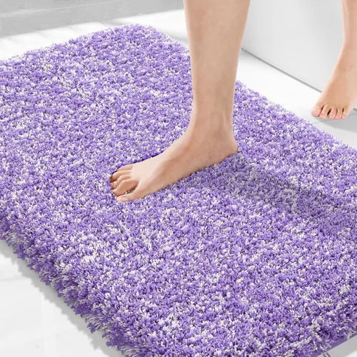 Vista 15 de Yimobra Alfombras de baño en negro y blanco antideslizantes lavables, tapetes de baño ultra suaves y absorbentes de agua, alfombra de ducha suave
