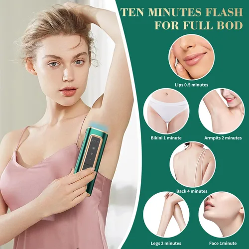 Vista 2 de Dispositivo de depilación láser IPL con refrigeración por hielo para mujeres y hombres en casa, flash infinito, depiladora sin dolor para cara
