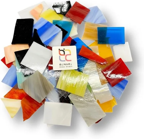 Vista 6 de BiNARi - Fragmentos y piezas de vidrieras de 1.5 libras, azulejos de mosaico de vidrio de colores y texturas surtidos para manualidades, proyectos