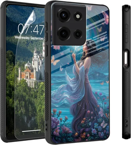 Vista 42 de Funda para Motorola Moto Edge 2022, cubierta trasera de vidrio templado con protector de pantalla, protección a prueba de golpes para Motorola Moto
