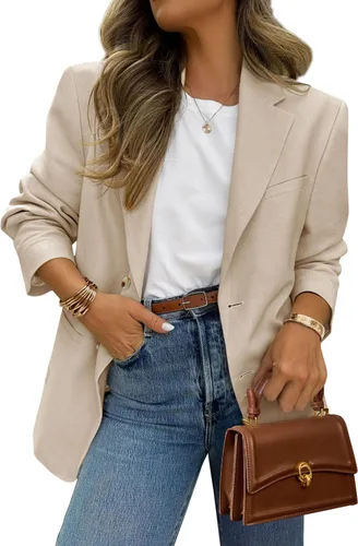 Vista 12 de PRETTYGARDEN Blazers 2026 para mujer casual de negocios Caqui oscuro