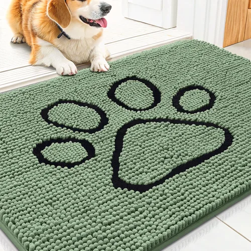 Vista 179 de Smiry Tapete para puerta de perro para patas fangosas, absorbente y Gris y negro