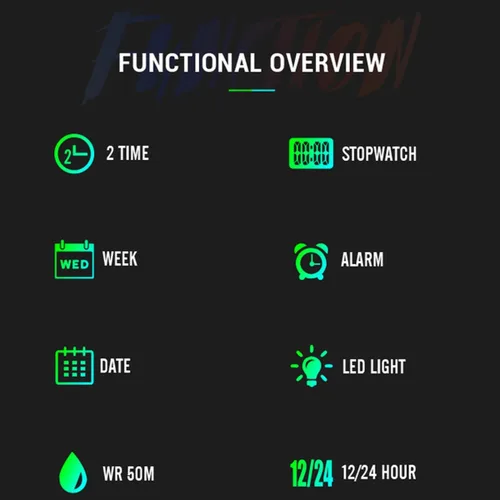Vista 6 de findtime Mens Watch Sport Military Watches Colorful Waterproof Digital Analog Watch Tactical Outdoor Big Face Wrist Watches Dual Time LED Luminous