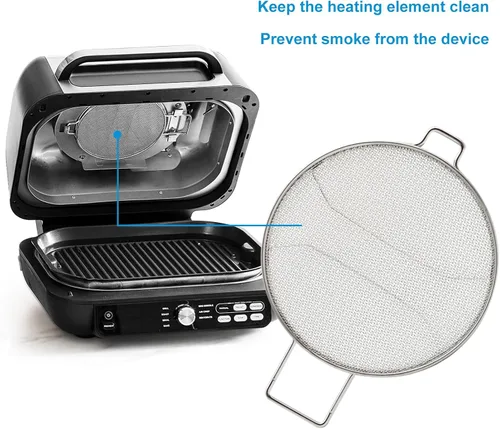 Vista 4 de Protector contra salpicaduras para Ninja Foodi IG651, pantalla de salpicaduras de acero inoxidable, accesorios para freidora de aire Ninja Foodi