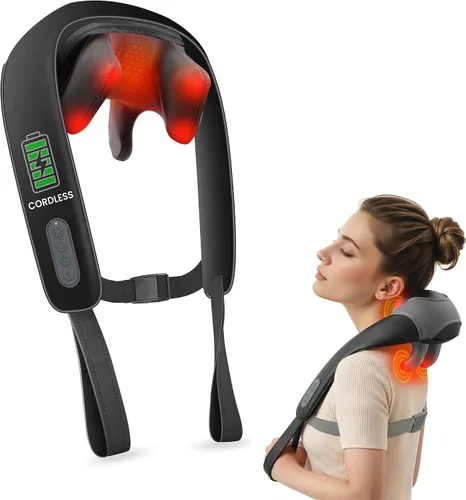 Vista 10 de Snailax Masajeador de cuello inalámbrico con calor, masajeador de hombros Negro