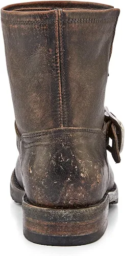 Vista 7 de Frye Veronica Botines para mujer hechos de cuero cepillado de grano completo con herrajes de metal antiguo e impermeables, construcción de ribete
