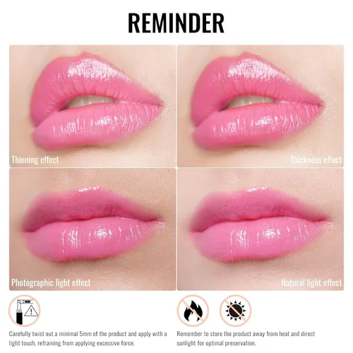 Vista 6 de Oulac Lápiz Labial Rosa Hidratante con Brillo - Lápiz Labial Hidratante Bálsamo Labial Tintado Brillante, Acabado Brillante Transparente Jugoso