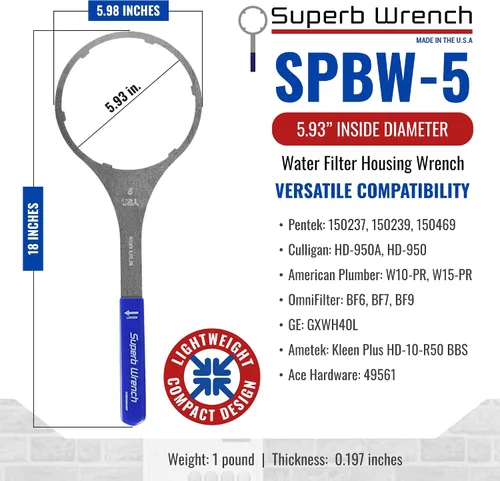 Vista 5 de Superb Wrench SPBW-5 Llave para carcasa de filtro de agua de metal resistente (5.93 pulgadas de diámetro interior)