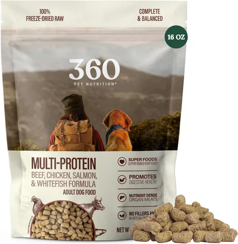 Vista 18 de 360 Pet Nutrition Alimento crudo liofilizado para perros – Receta de carne de res con hígado y órganos, alta proteína con omega-3, frutas, verduras