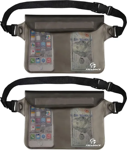 Vista 14 de Freegrace Juego de bolsas impermeables con correa para la cintura/funda para mantener tu teléfono y objetos de valor secos y seguros. Bolsas secas