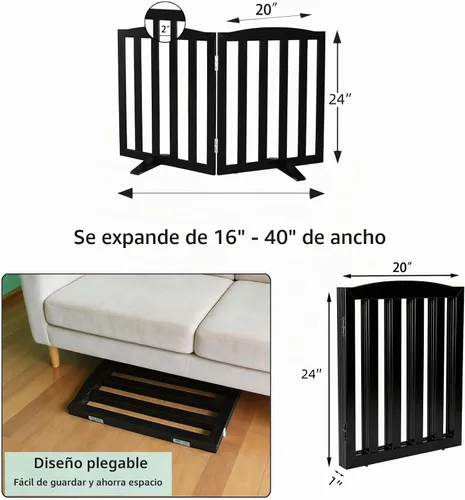 Vista 7 de Puerta Independiente para Perros para Interiores, Puerta para Perros Plegable, Puertas para Mascotas para Entradas, Escaleras o Pasillos, Puerta